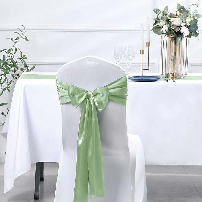 SiinvdaBZX 12 Pcs Sage Green Satin Table Runner 12 x 108 inches Long | Bright - Image 6