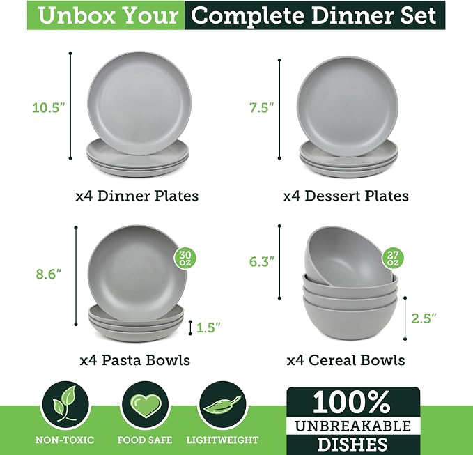 Grow Forward 16-piece Premium Wheat Straw Dinnerware Sets - Image 3