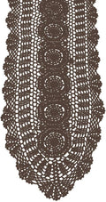 Cotton Handmade Crochet Lace Table Runner Dark Brown 12x36 Inch | Oval by KEPSWET