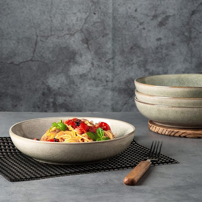 AmorArc 8.5'' Large Pasta Bowls, 36oz Stoneware Wide Serving Bowls Set of 4 - Image 3