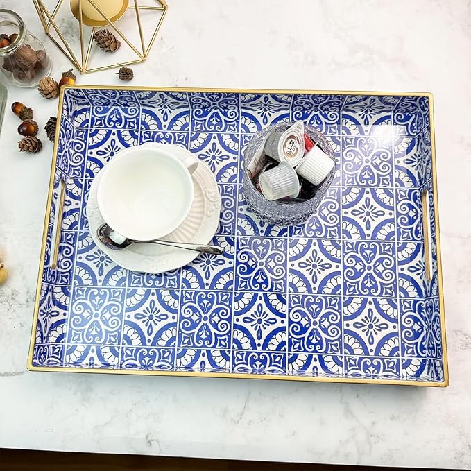 Serving Tray with Handles, Rectangular Decorative Trays - Image 2