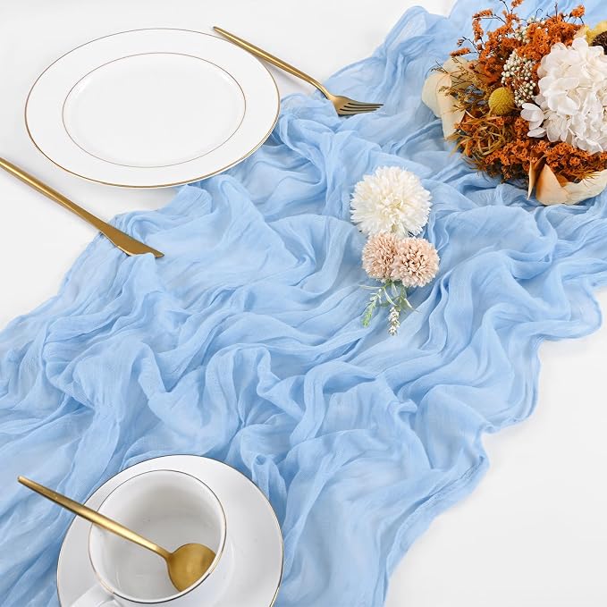 10 Pack Light Blue Cheesecloth Table Runner 17x108 Inch Boho Gauze Cheese Cloth - Image 4