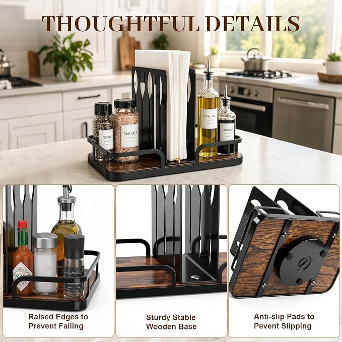 Napkin Holder for Table with Salt and Pepper Shakers Caddy, Farmhouse Kitchen - Image 5