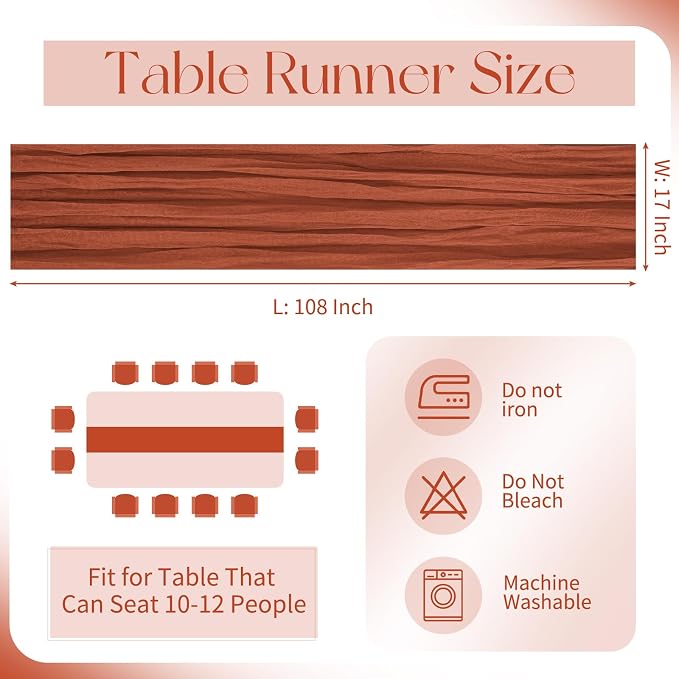 10 Pack Terracotta Cheesecloth Table Runner 17x108 Inch Boho Gauze Cheese Cloth - Image 2