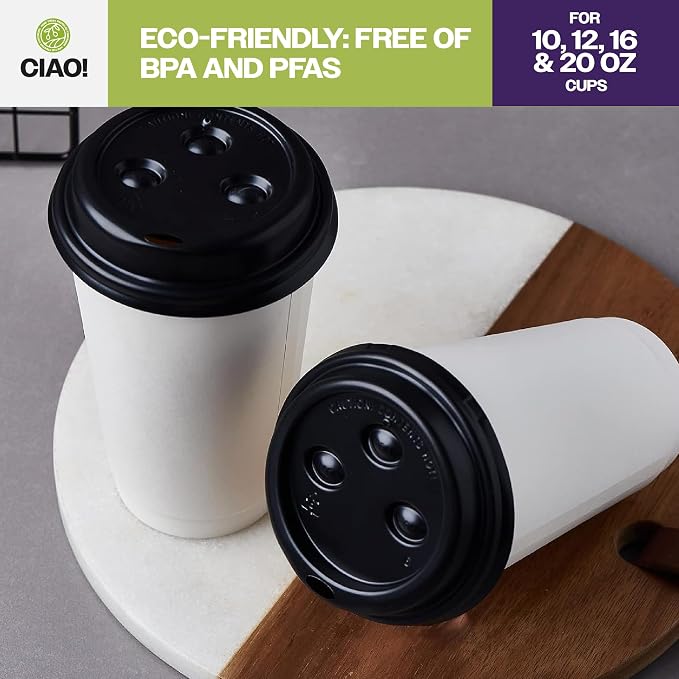 CIAO! Coffee Cup Sipper Black Dome Lid, Designed and Fit - Image 7
