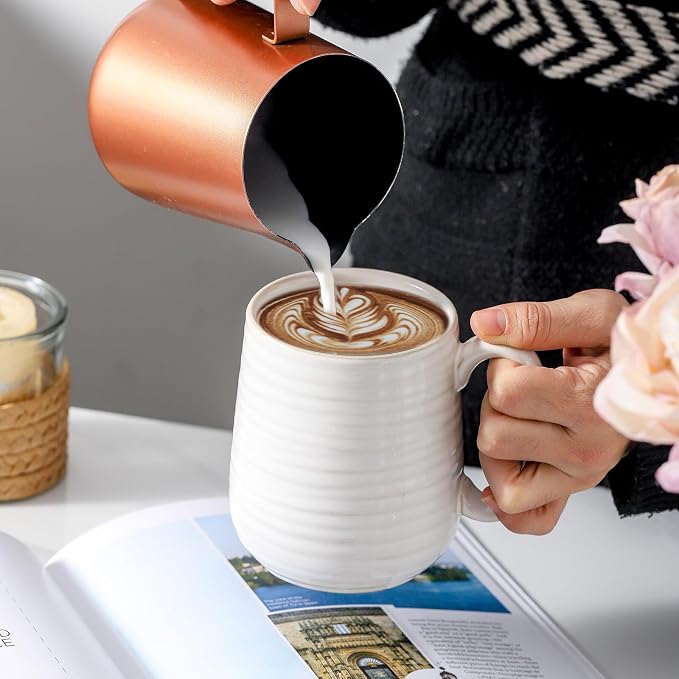 HASENSE Coffee Mugs Set of 4, 15 Ounce Porcelain Latte Mug Set - Image 5