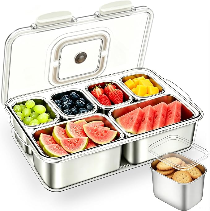 Snackle Box Container, Stainless Steel Divided Serving Tray by kidinit