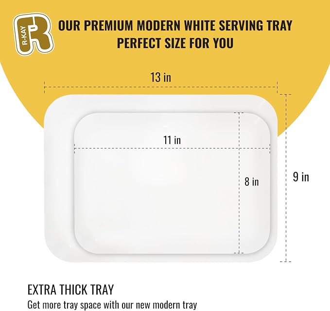 R-kay 3 Pack White Plastic Serving Trays - Image 6