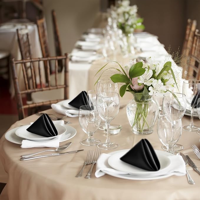P Pothuiny 24 Pcs Black Satin Napkins 17 x 17 Inch, Satin Cloth Napkins | - Image 7