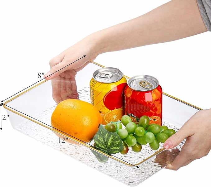 Cididu 4 Pack Clear Serving Trays, Deep Serving Platters Rectangle 12'' x 8'' - Image 2