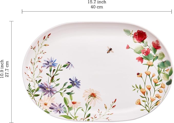 Bico Summer Provence 16 plus 12 inch Oval Platters Set, Microwave and - Image 3