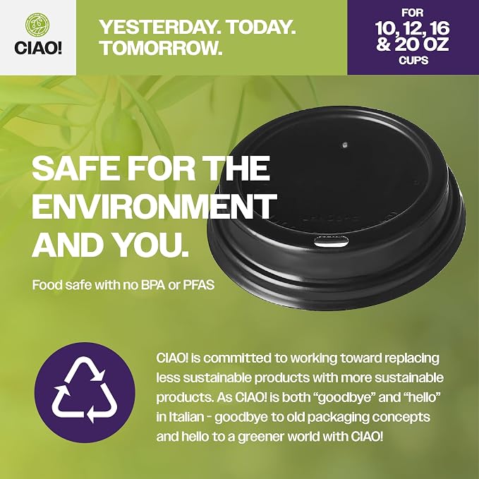 CIAO! Coffee Cup Sipper Black Dome Lid, Designed and Fit - Image 3