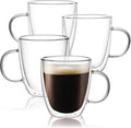 CNGLASS Large Glass Coffee Mugs 17oz, Double Walled Insulated Clear Coffee Cups by CNGLASS