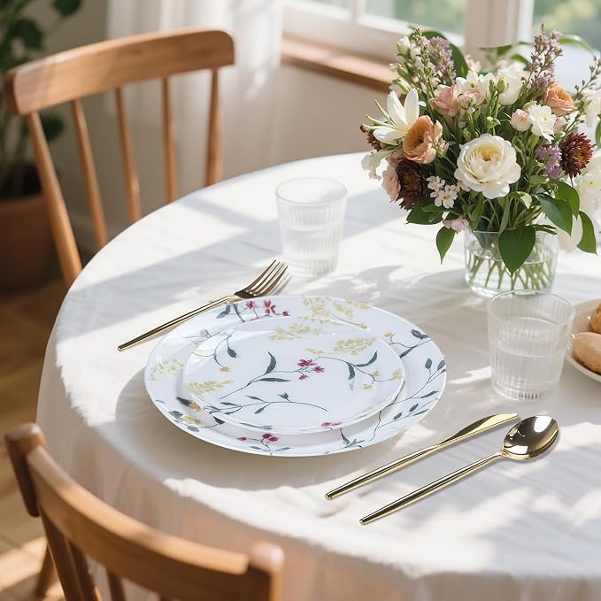 U-QE 50Pcs Wildflower Plastic Plates - Image 4