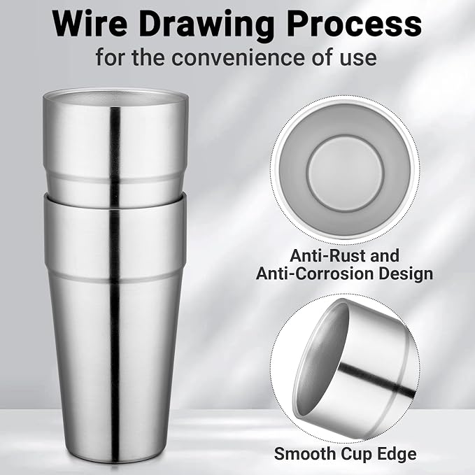 Beasea Stainless Steel Cups 19 oz, 2 Pack Large 18.6oz 550ml Stackable - Image 3