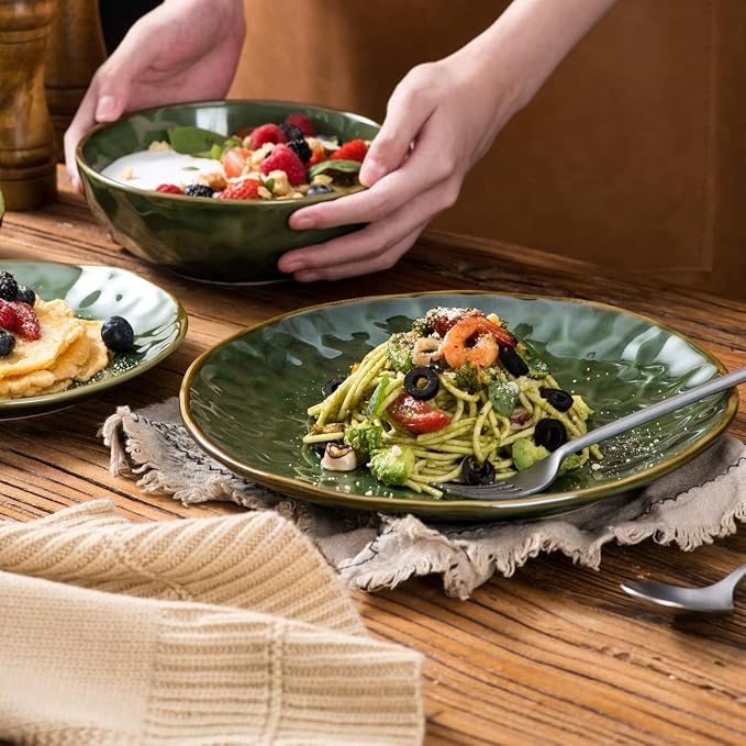 vicrays Ceramic Pasta Bowls Set, 32 Ounce Soup Bowls, Large Salad Bowls - Image 7
