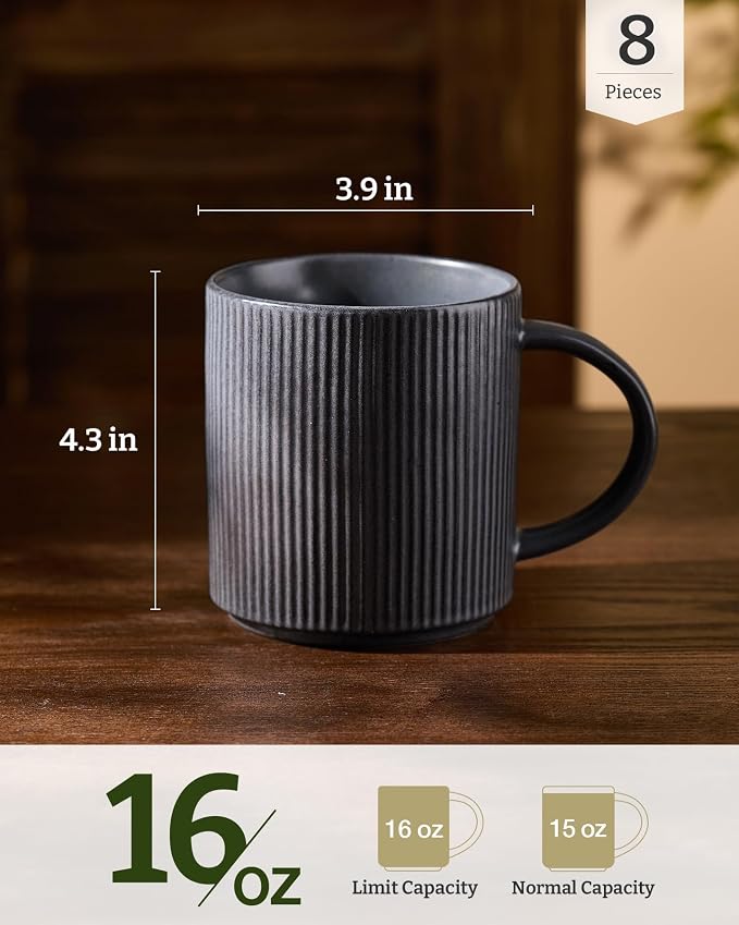 famiware Coffee Mug Set for 8, Star 16 oz Catering Mugs Cup Set - Image 4