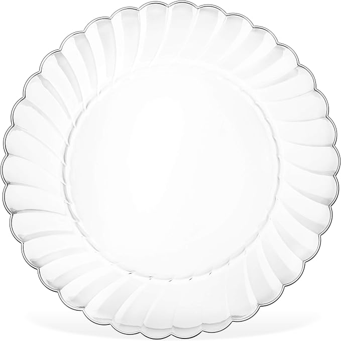 Premium Hard Plastic Plate Set 50 x 9” Clear Round Plates - Image 3