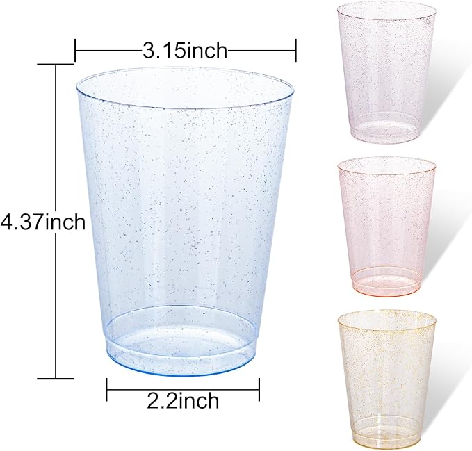 DaYammi 100 Pack 10 Oz Plastic Cups Glitter Disposable Cups in Assorted Colors - Image 9