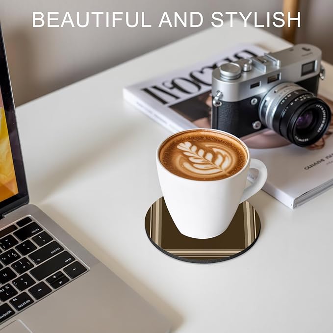 Dark Brown Coasters Set of 4 Absorbent Coasters - Image 8