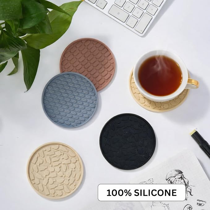Soft, Shockproof & Safe – Unique 3‑Style Silicone Rubber Coasters Set - Image 2