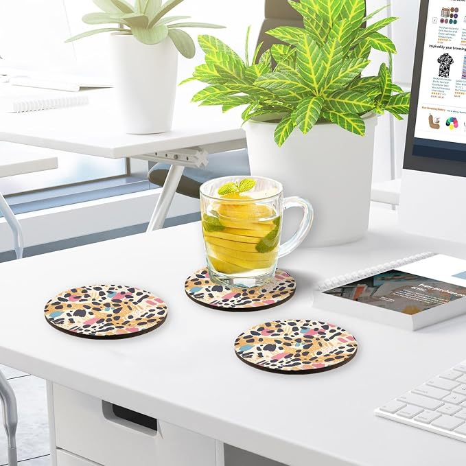 Abstract Leopard Cheetah Skin Shapes Coasters - Image 7