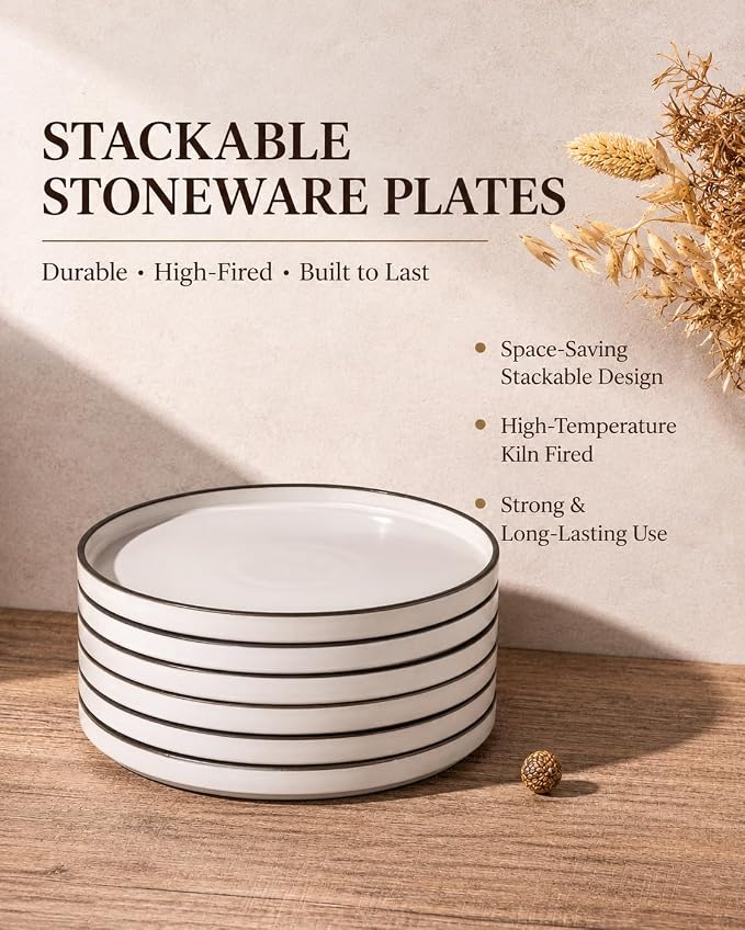 LERATIO Ceramic Dinner Plates Set of 6, 10.25 inch Large ceramic plates | - Image 3