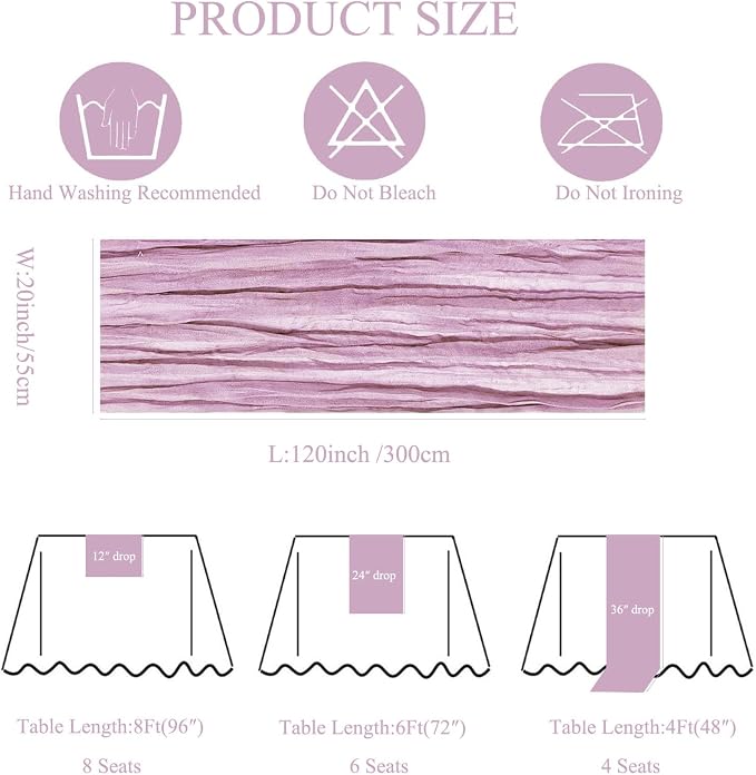 6Pack Lavender Cheesecloth Table Runner 20 x 120 inch Gauze Table Runner | - Image 3