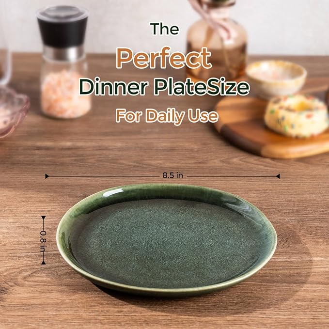 AmorArc Ceramic Plates Set of 6, 8.5 Inch Stoneware Small Dinner Plates Set | - Image 2