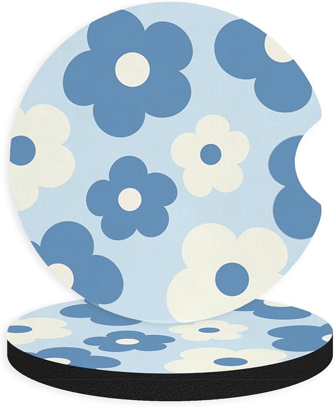 2pcs Cute Flowers Car Coasters, Absorbent Universal neoprener Cup Holder by Unknown