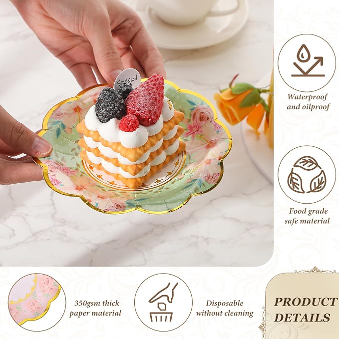 120 Pcs 6 Inch Floral Paper Plates - Image 3