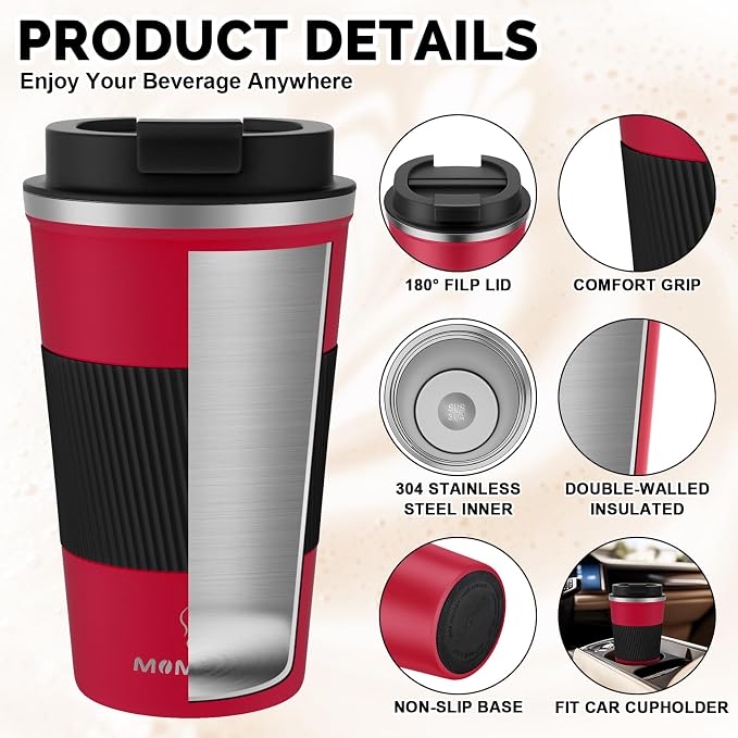 MOMSIV 17oz Travel Coffee Mug, Insulated Coffee Cup - Image 5