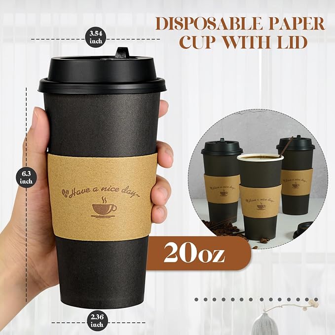 LITOPAK 50 Pack 20 oz Paper Coffee Cups - Image 2