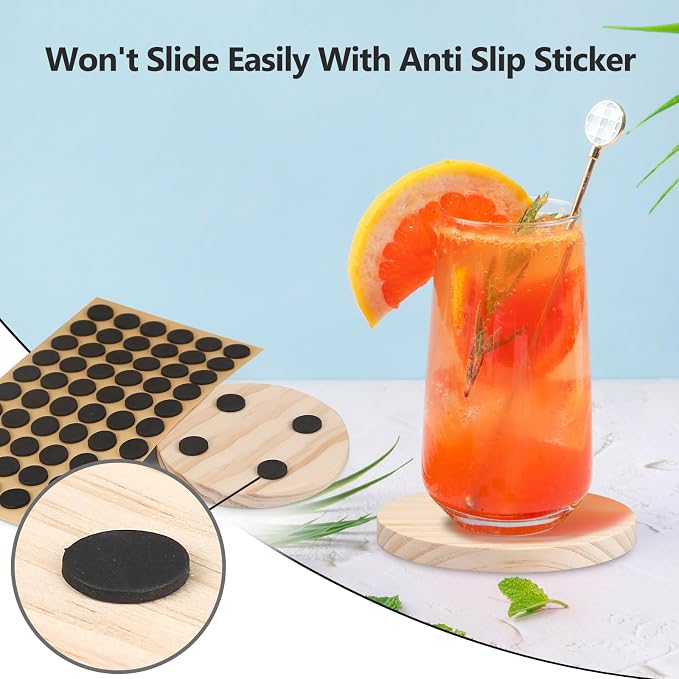 Adrattnay 32Pcs Unfinished Wood Coasters, 9mm Blank Wood Coasters Bulk - Image 4
