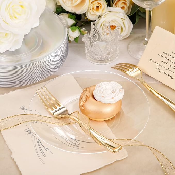 100pcs Clear Plastic Plates for Party - Image 4
