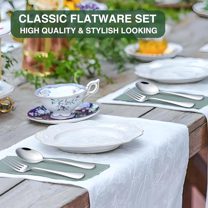 60-Piece Silverware Set with Organizer, AIVIKI Stainless Steel Flatware Set - Image 6