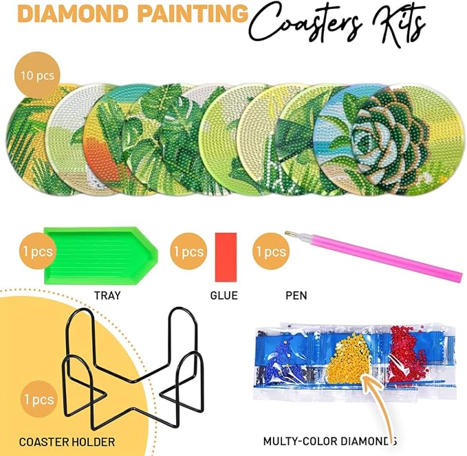 10 Pcs Leaves Shaped Diamond Painting Kits, Diamond Painting Kits - Image 4