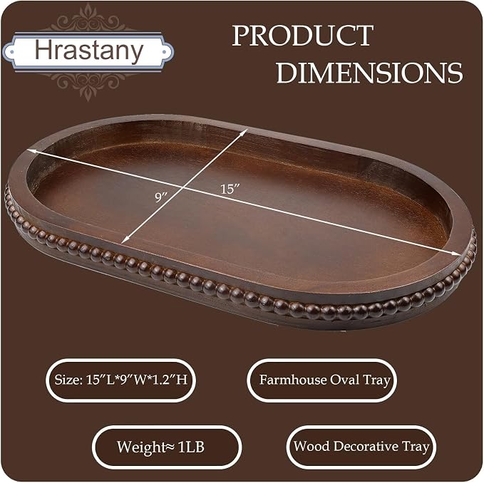 Hrastany Oval Wood Decorative Tray - Image 3