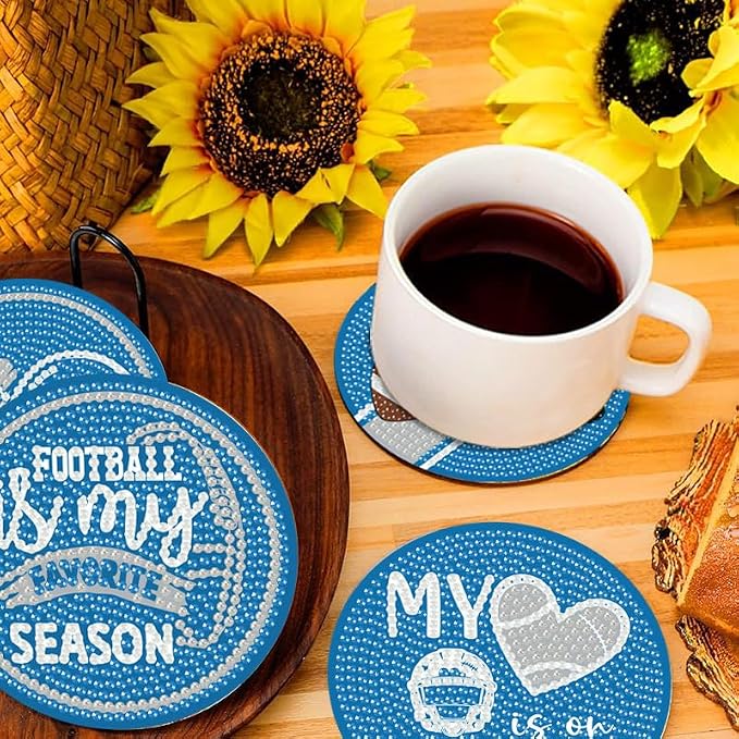 Bartogro 8 Pcs Diamond Painting Coaster Kits, DIY Football Diamond Art Coasters - Image 5