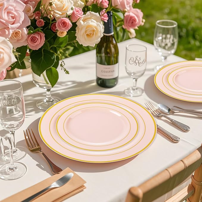 GATHER 350PCS Pink Plastic Plates - Image 8