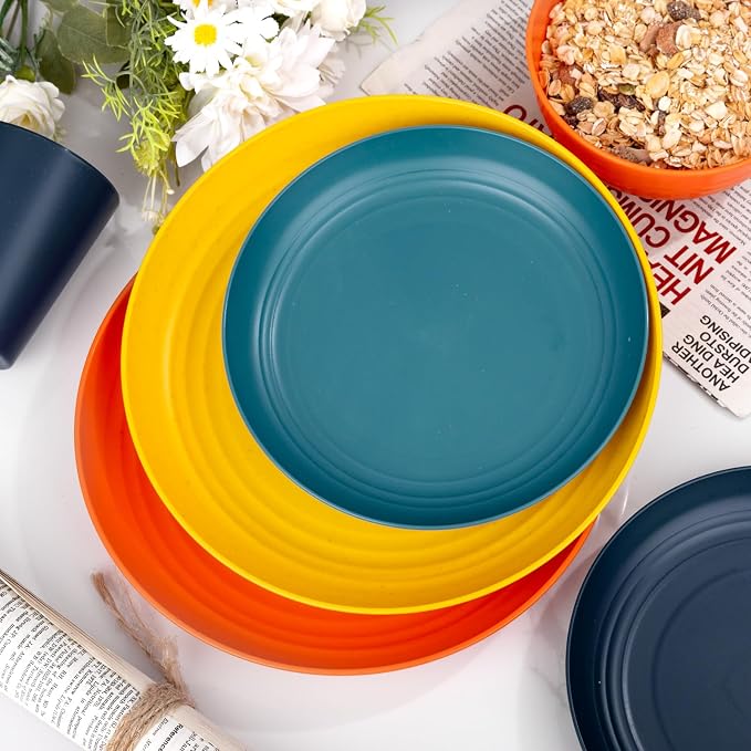 32-Piece Unbreakable Wheat Straw Dinnerware Set, Service - Image 7