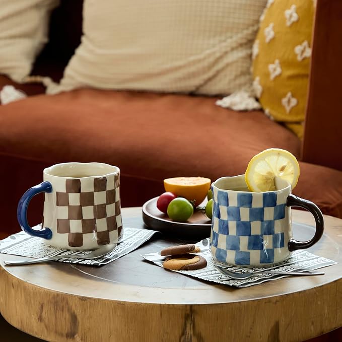 Retro Checkered Ceramic Coffee Mug 16Oz - Image 4