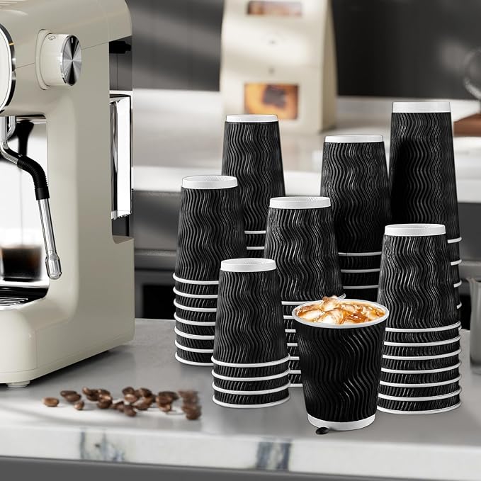 Lamosi 10 oz Coffee Cups 120 Pack Disposable Insulated Corrugated Paper Cup | - Image 6