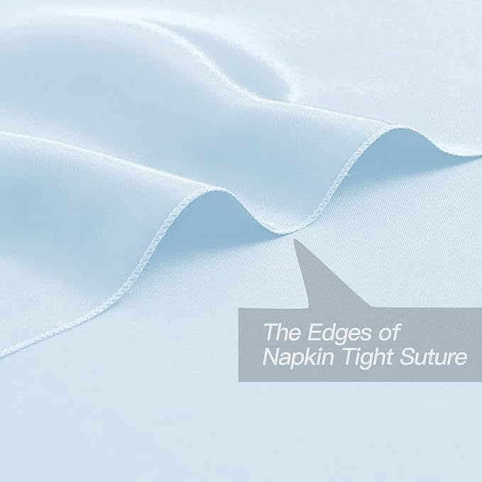 P Pothuiny 24 Pcs Light Blue Satin Napkins 17 x 17 in, Satin Cloth Napkins | - Image 3