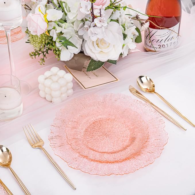 U-QE 60PCS Pink Plates for Party - Image 7