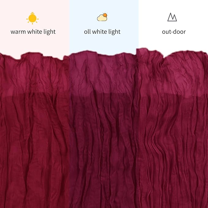 6 Pack Burgundy Cheesecloth Table Runner, 17 x 108 inch, Semi Sheer Boho Cheese - Image 7