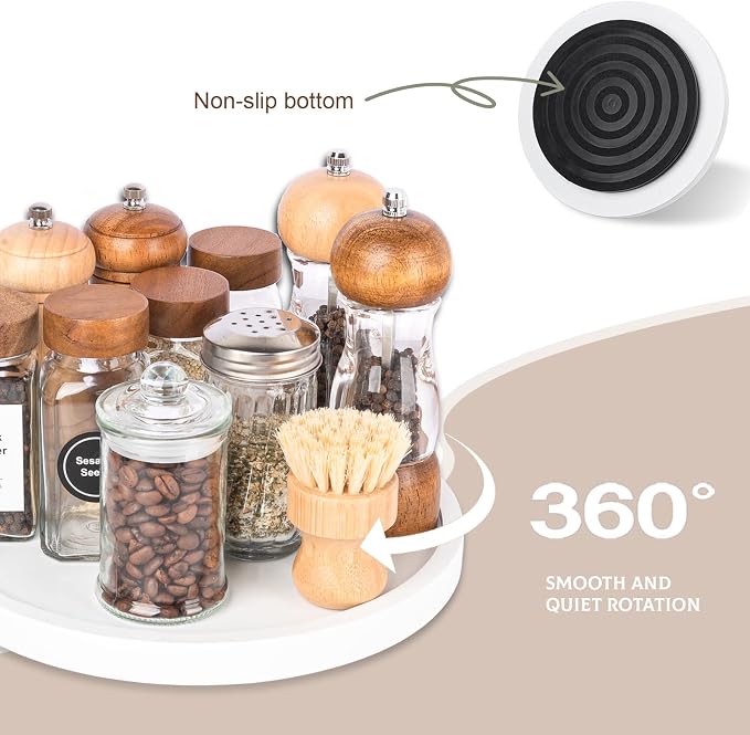 Wood Lazy Susan Turntable Kitchen Decor Round Table Tray, East clean, Pantry - Image 4
