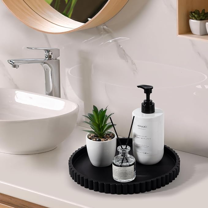 Round Bathroom Tray Perfume Organizer Coffee Table Decor, Heat-Resistant - Image 2