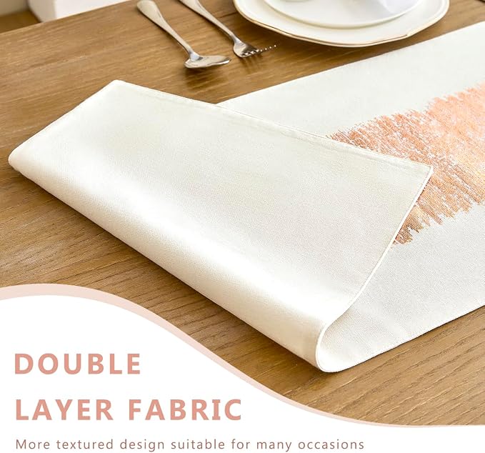 Metallic Style Rose Gold Table Runner, Table Runners 90 Inches Long | Cotton - Image 3