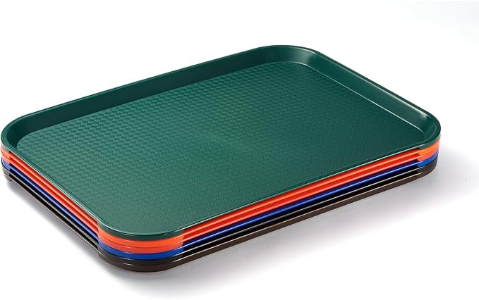 6 Pack Multicolor Lunch Trays, 12x16 Inch Plastic Food Tray | Multicolor Food by CURTA